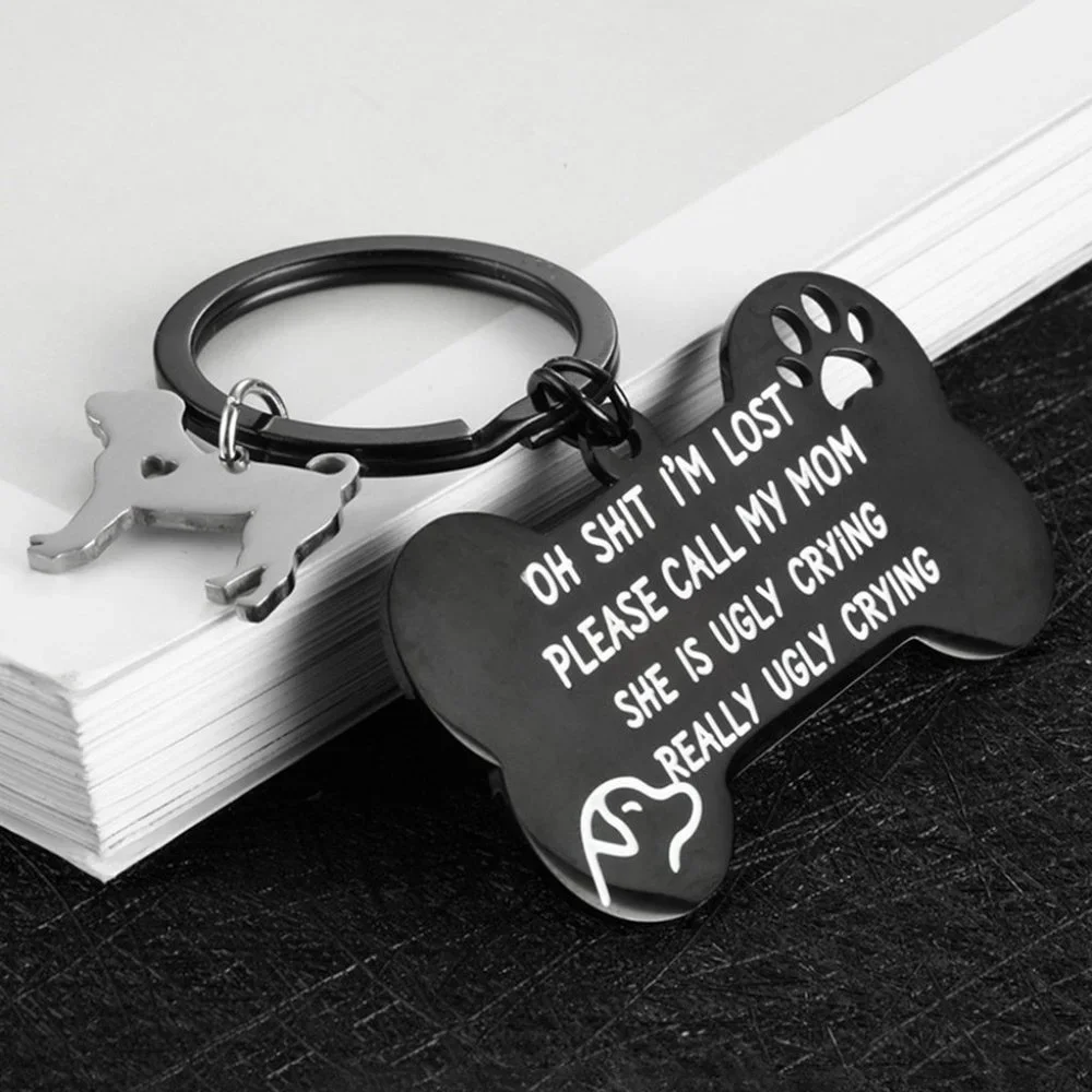 Im Lost dog charm Lettering Bone Dog Shape Keychain - Picture 4 of 6